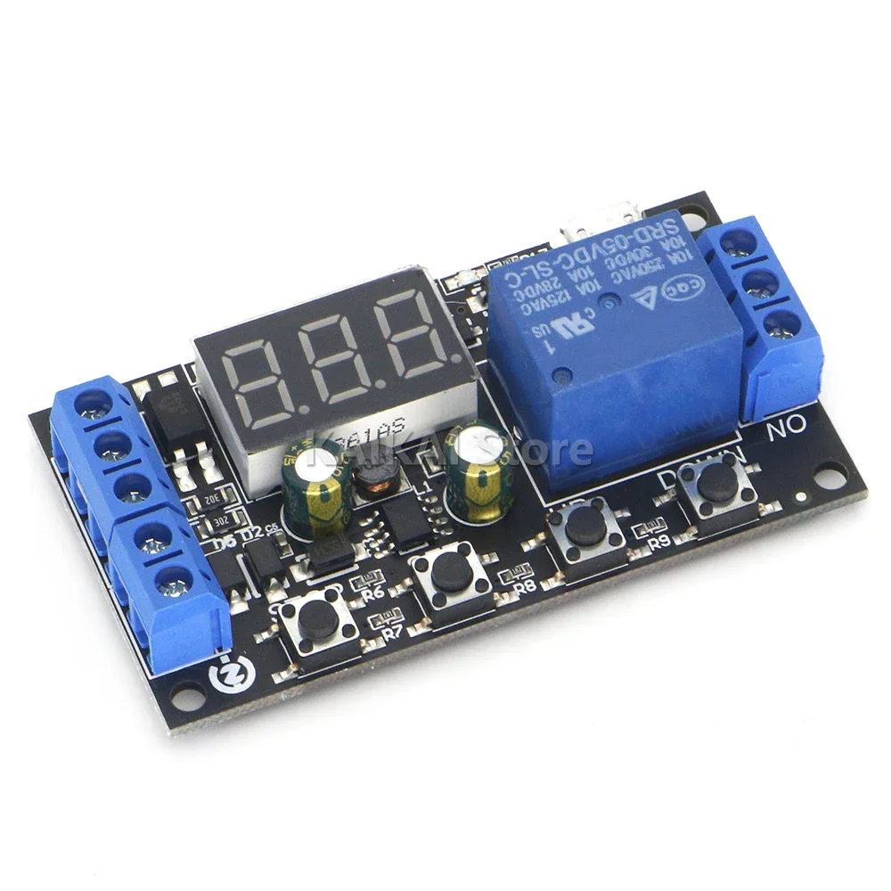 ZK-TD2 1 Channel DC 5 -30V Trigger Delay On/Off Cycle Timer Relay Switch Module with Digital LED Display Micro USB 0.1s -999min