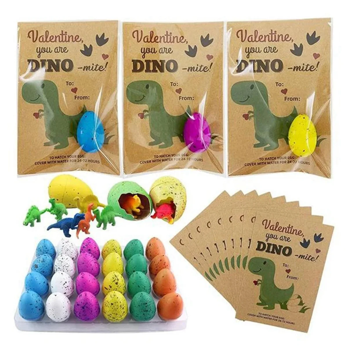 24Pc Mini Magic Hatching Growing Swell Dinosaur Eggs Treat Kids Birthday Guest Gifts Baby Shower Party Favors Boys