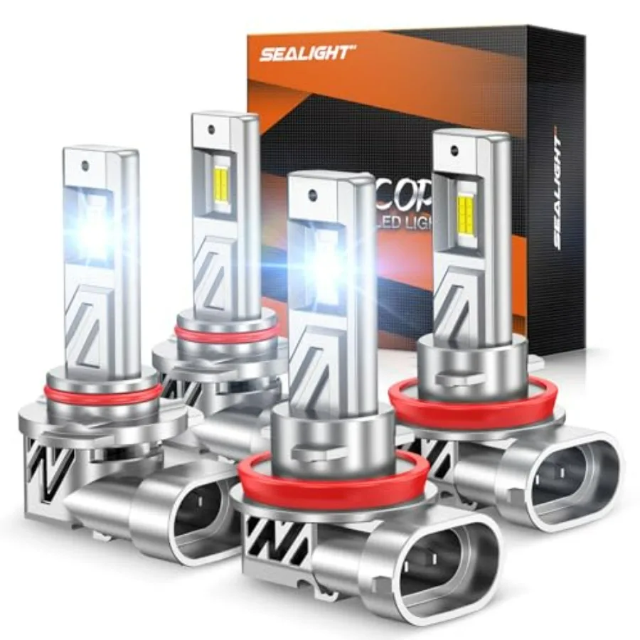 

88 000LM 800 Супер яркие 6500K холодные белые светодиодные лампы для автомобилей Powersports ATV/UTV 1:1 реальный размер 9005 + H11 комбинированная упаковка из 4 шт.