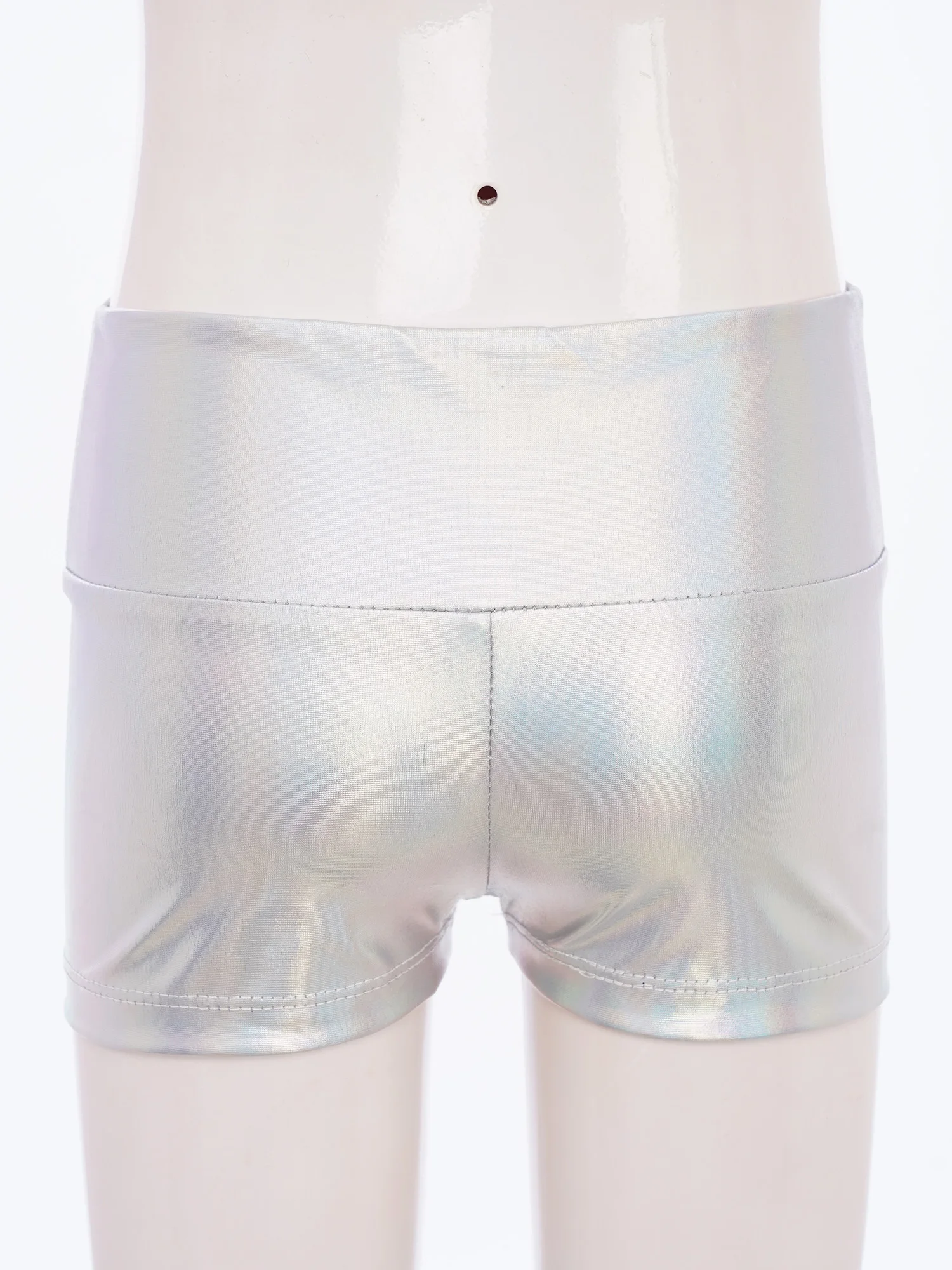 Kids Girls Metallic Shiny High Waist Dance Shorts Bottoms Activewear for Sports Ballet Dance Gymnastic Workout Athletic Tumbling