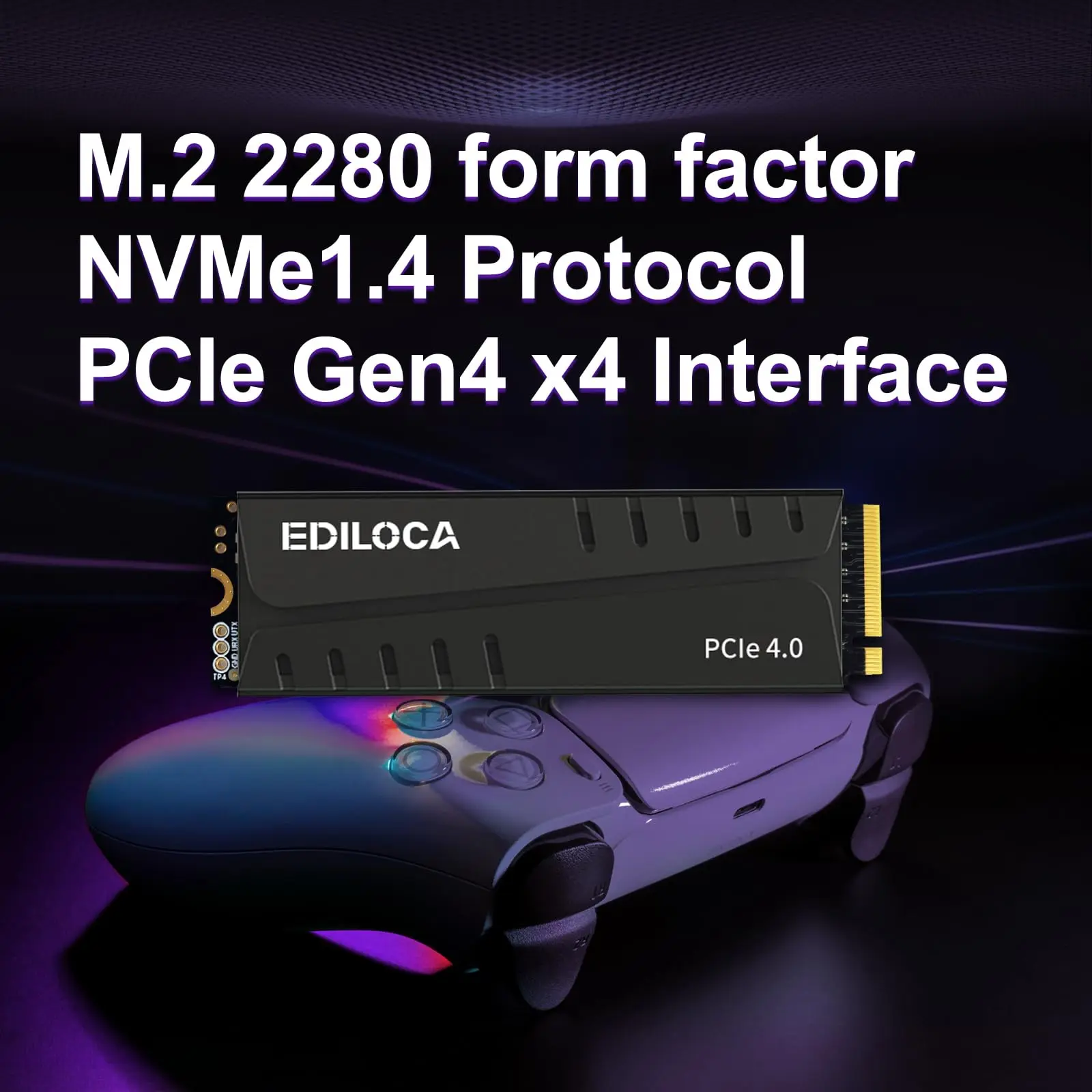 Ediloca EN855 SSD with Heatsink 7400MB/s PCIe Gen4.0 NVMe M.2 Gaming SSD Internal Solid State Drive for PS5 & PC