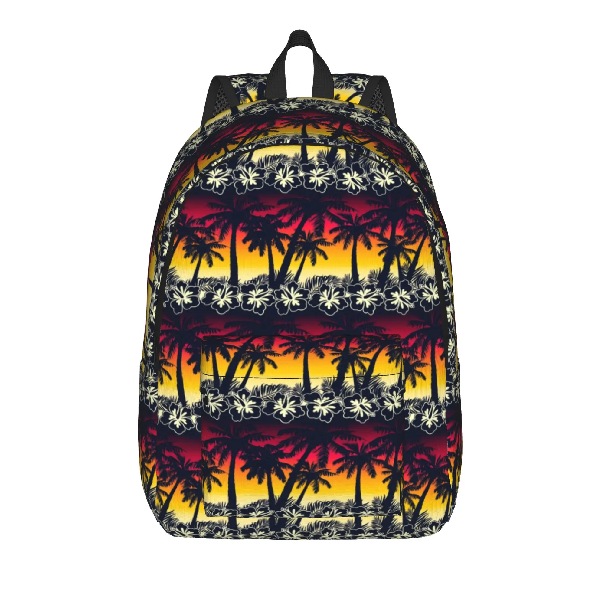 Tropical Sunset Palm Amp Hibiscus    Backpack Student Unisex  Big Backpacks Polyester Streetwear School Bags College Rucksack