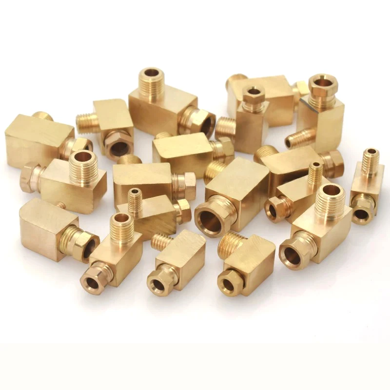 Customized PL-408 Compression Ferrule Brass Right Angle Elbow Adaptor New Condition Hydraulic Pipe Fitting Joint