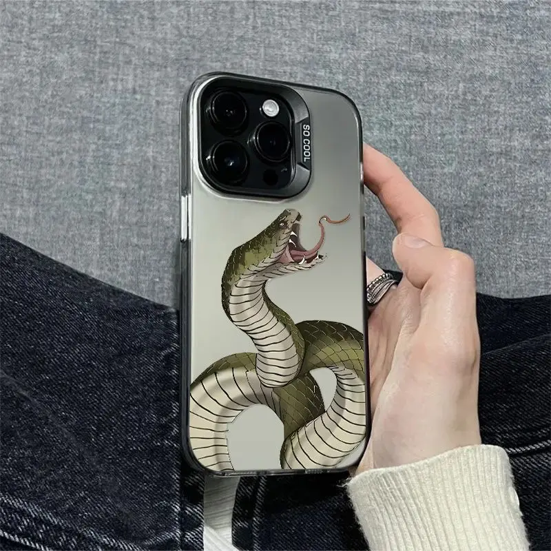 2025 cyan giant snake FOR iphone11/12 mobile phone case niche iPhone14/15plus silicone 16pro tide