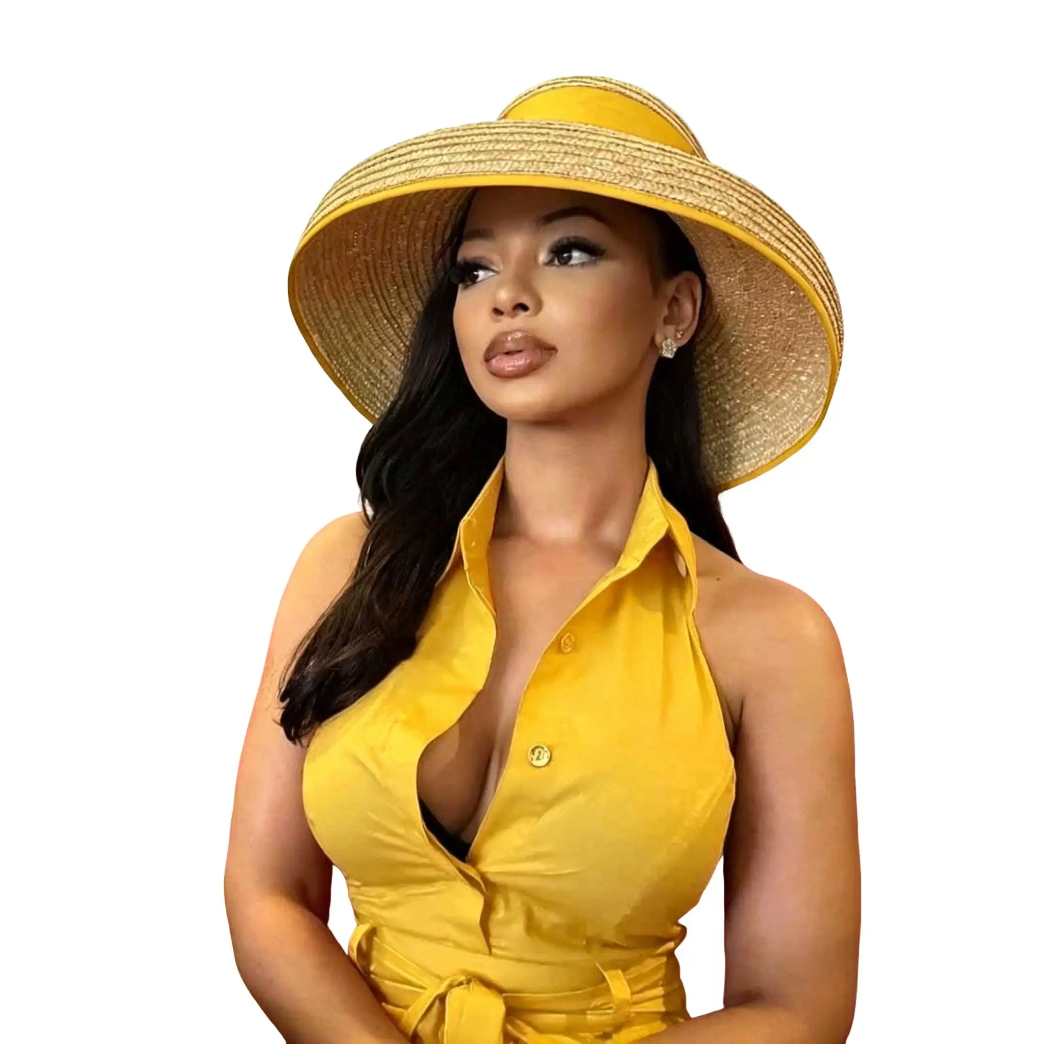 

Straw summer hat French elegant ladies seaside travel sun hat Hepburn style wide brim hat Sun hat шляпа женская WS
