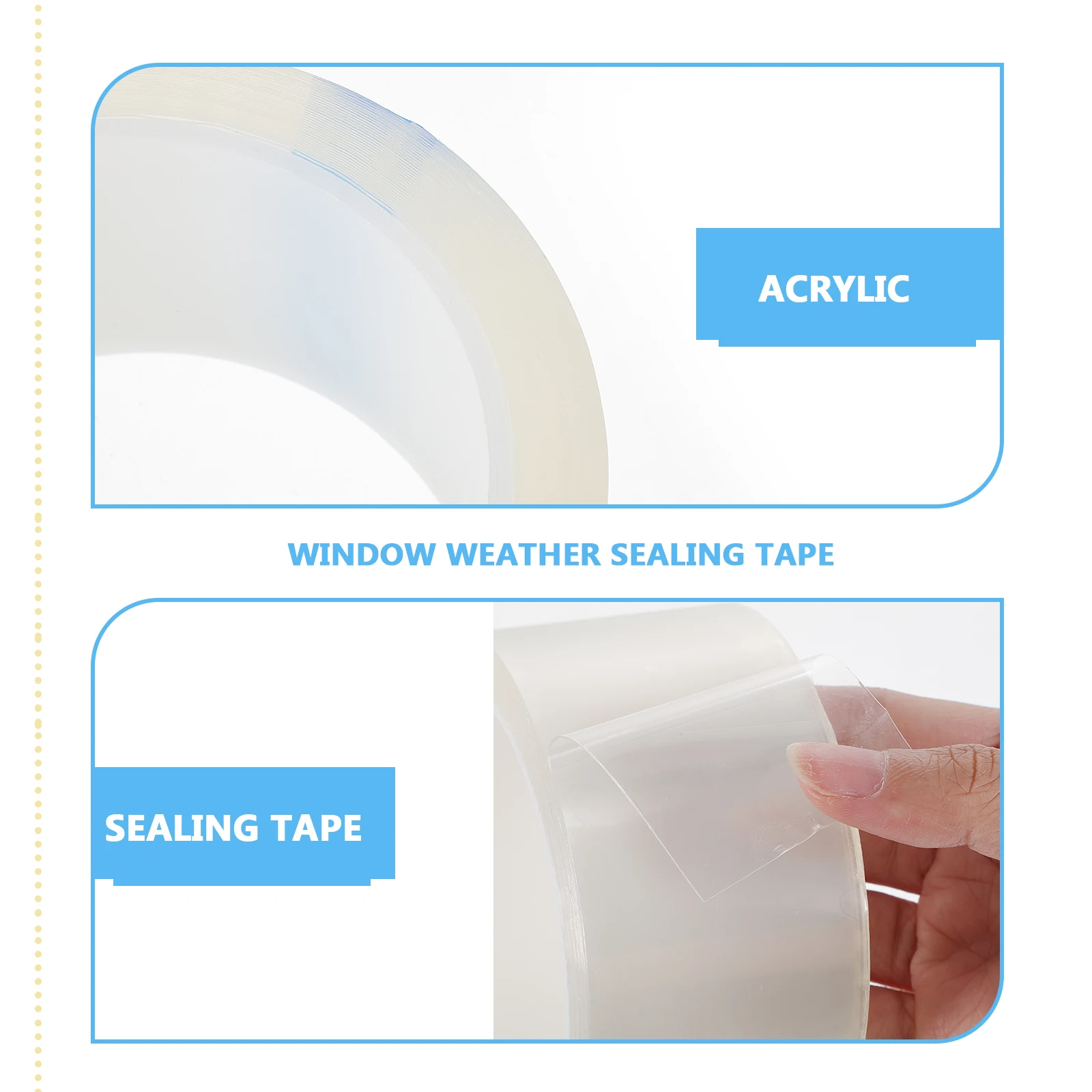 

Transparent Windproof Tape 5cmx10m High Adhesive No Residue Acrylic Sealing Tape Window Door Gaps Smog Dust Proof Clear Packing