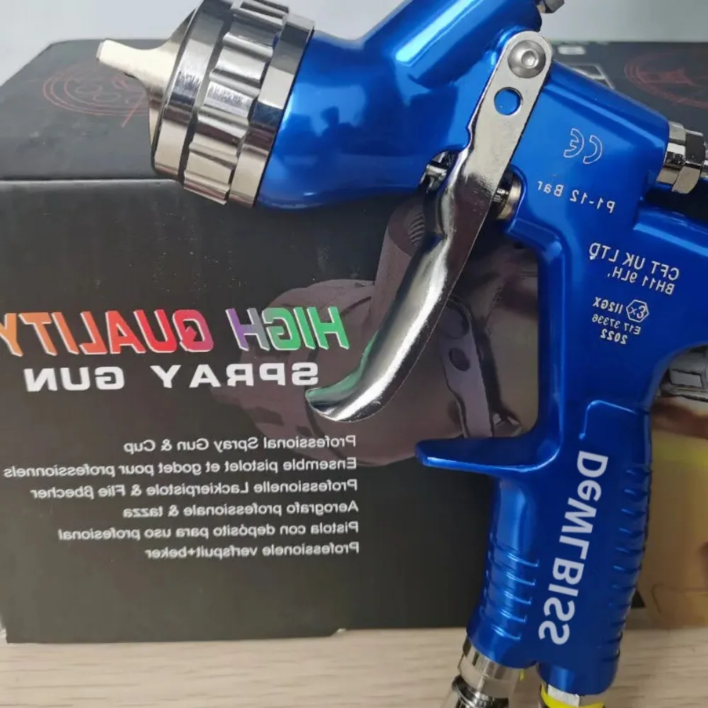 Tpaitlss Spray Gun Painting Gun 1.3mm Nozzle Blue with Mixing Cup Water Based Air Spray Gun Airbrush