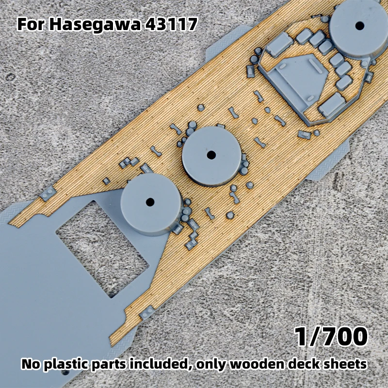 Modell-Upgrade-Teile Lasergeschnittene Holzdeckplatte mit selbstklebender Ankerkette für Hasegawa Schlachtschiff Ise 43117 1/700 – Detail 1