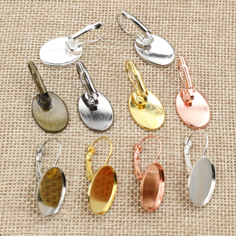 

13x18 мм 18x25nn 10 шт./лот 6 видов цветов покрытием высокое качество Французский рычаг назад серьги пустой/база, подходит 13x18 мм овальные стеклянные кабошоны