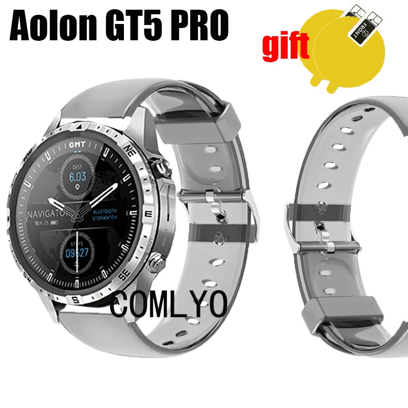 3in1 For Aolon GT5pro Smart Watch Strap TPU Soft Wristband Bracelet Women men Sports Belt Screen Protector film