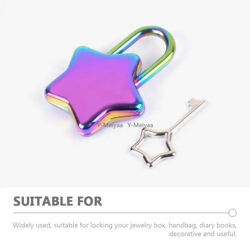 Mini Star Shaped Decorative Lock Diary Padlock DIY Metal Lock with Key for Women Archaisced Locks for Journal