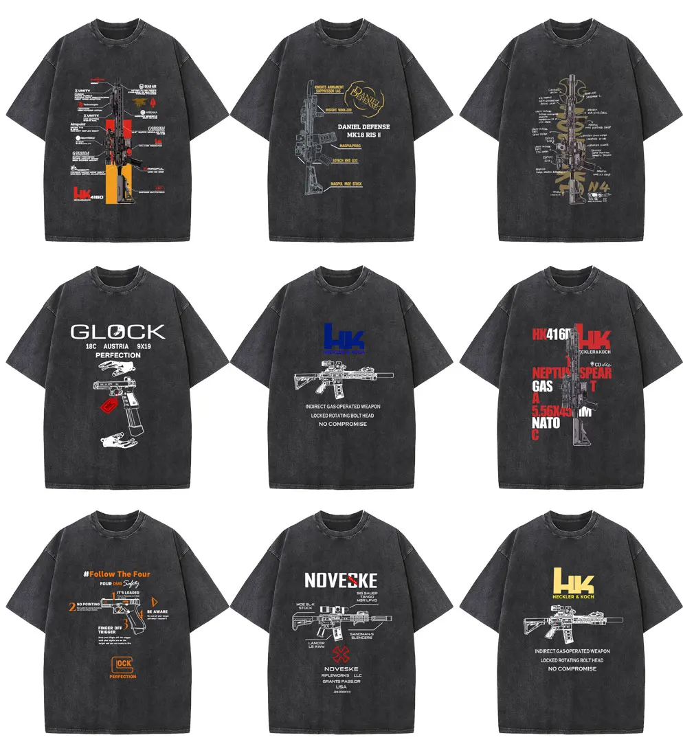 

Vintage Washed Heckler & Koch HK416 Tshirt Forward Observations Group Streetwear Men's Women's Fashion Casual Oversized T-shirts