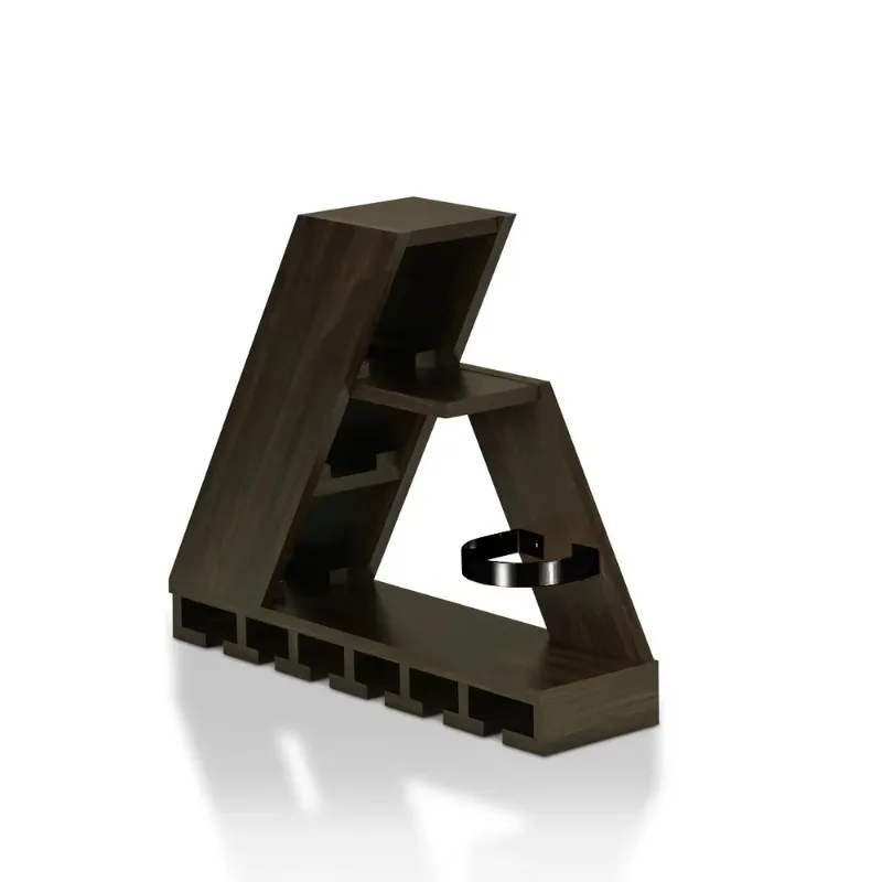 Modern Furniture 4 Bottles Compact Brown Wooden Hanging Wine Rack Floating Wine Rack