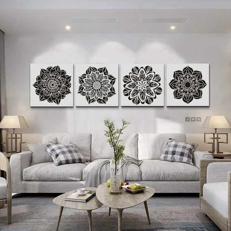 6 Pcs DIY Painting 30X30cm Vintage Flower Pattern Stencils Template For Tile Wall Floor Furniture Painting Decor