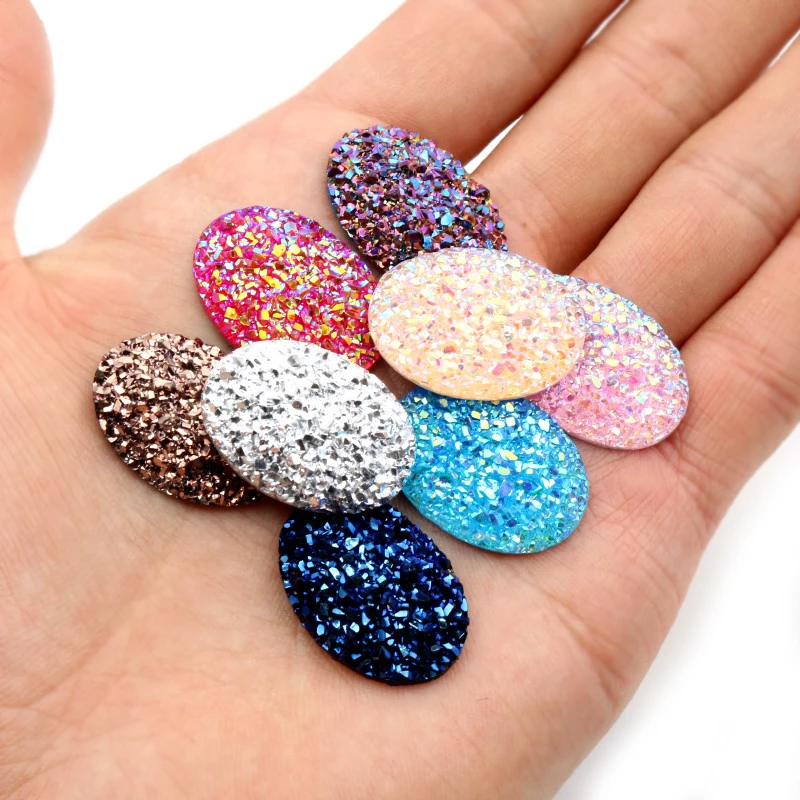 New Fashion 10pcs 18x25mm Mixed Colors Natural ore Style Flat back Resin Cabochons For Bracelet Earrings accessories