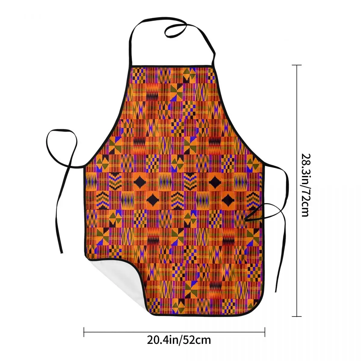 African Africa Kente Cloth Persimmon And Red-Orange Aprons Chef Cooking Tablier  Bib Kitchen Cleaning Pinafore for Women Men