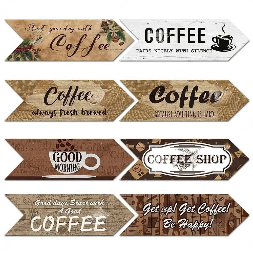 Vintage Arrow Sign Wood Wall Plaque Gift Idea Wood Arrow Panel for Cafe Wall Decoration Irregular Hanging Sign Coffee Wooden