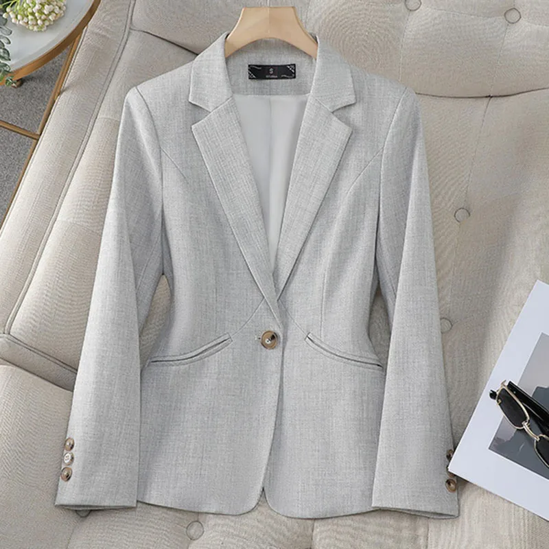 New Ladies Formal Blazer Women Long Sleeve Single Button Slim Business Work Jacket Coat Female Spring Autumn Suit Jacket Outwear