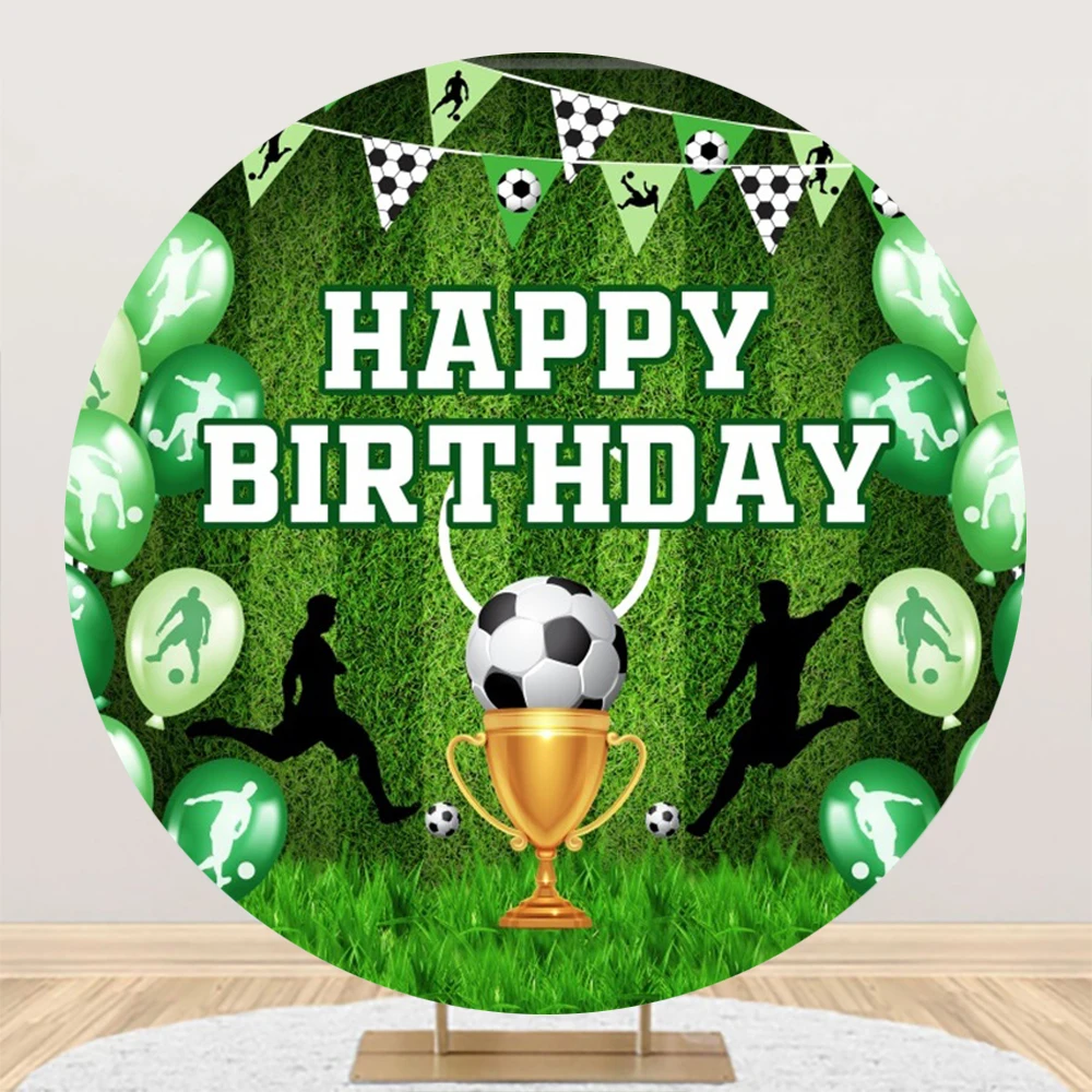 Football Round Backdrop Cover for Boy Girl Birthday Party Soccer Sports Field Stadium Baby Shower Circle Photography Background