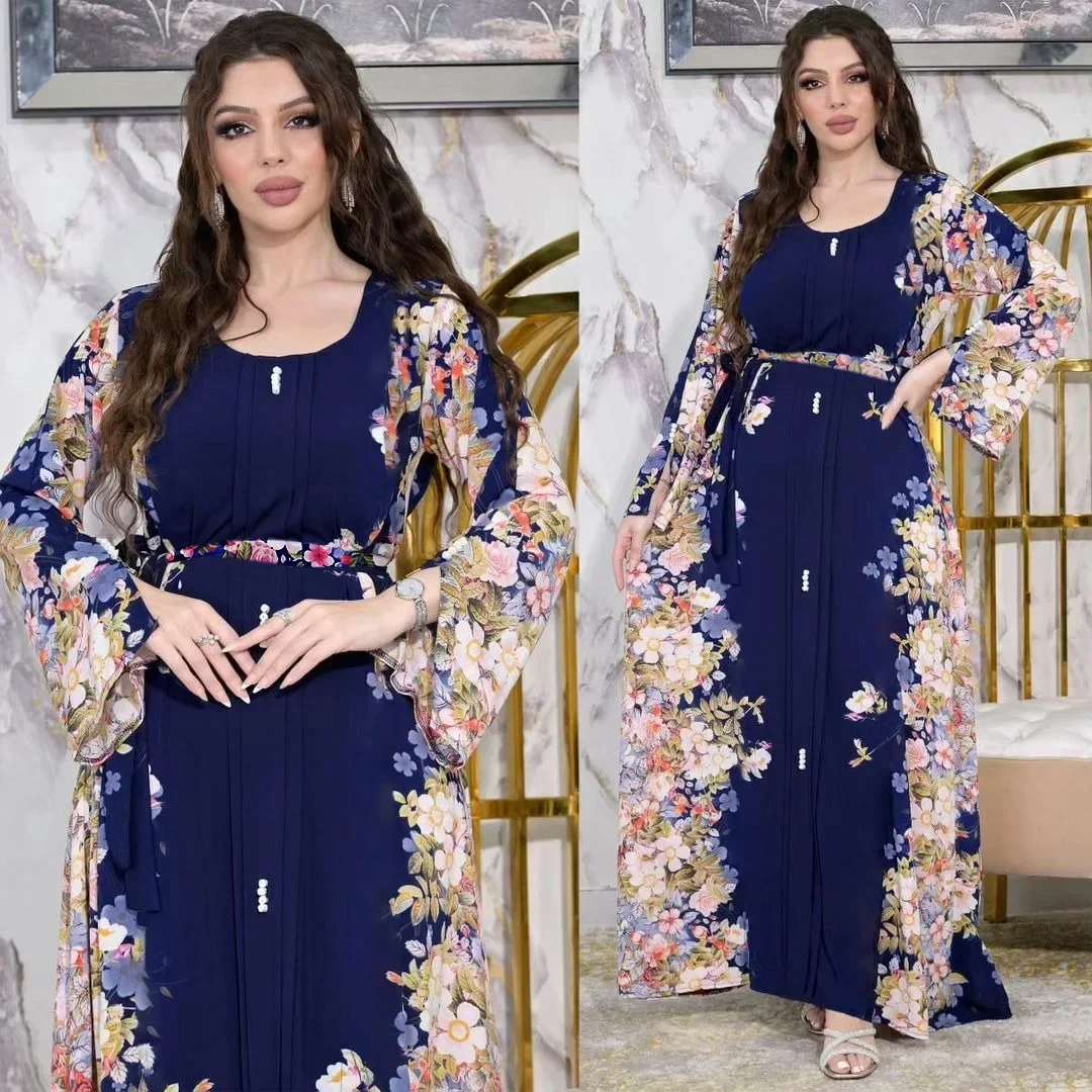 

New Style High-end Printed Small Floral Dress, Fashionable Abaya, Casual Turkish Muslim Robe In Saudi Arabia And The Middle East