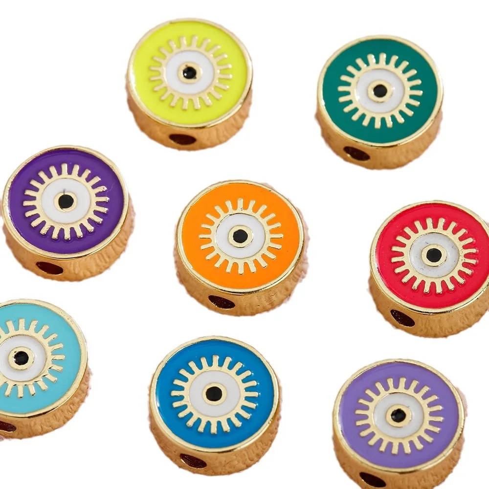 diy12 Accessorio rotondo in rame colorato con occhio del diavolo Accessorio per gioielli con perline per gocciolamento di olio