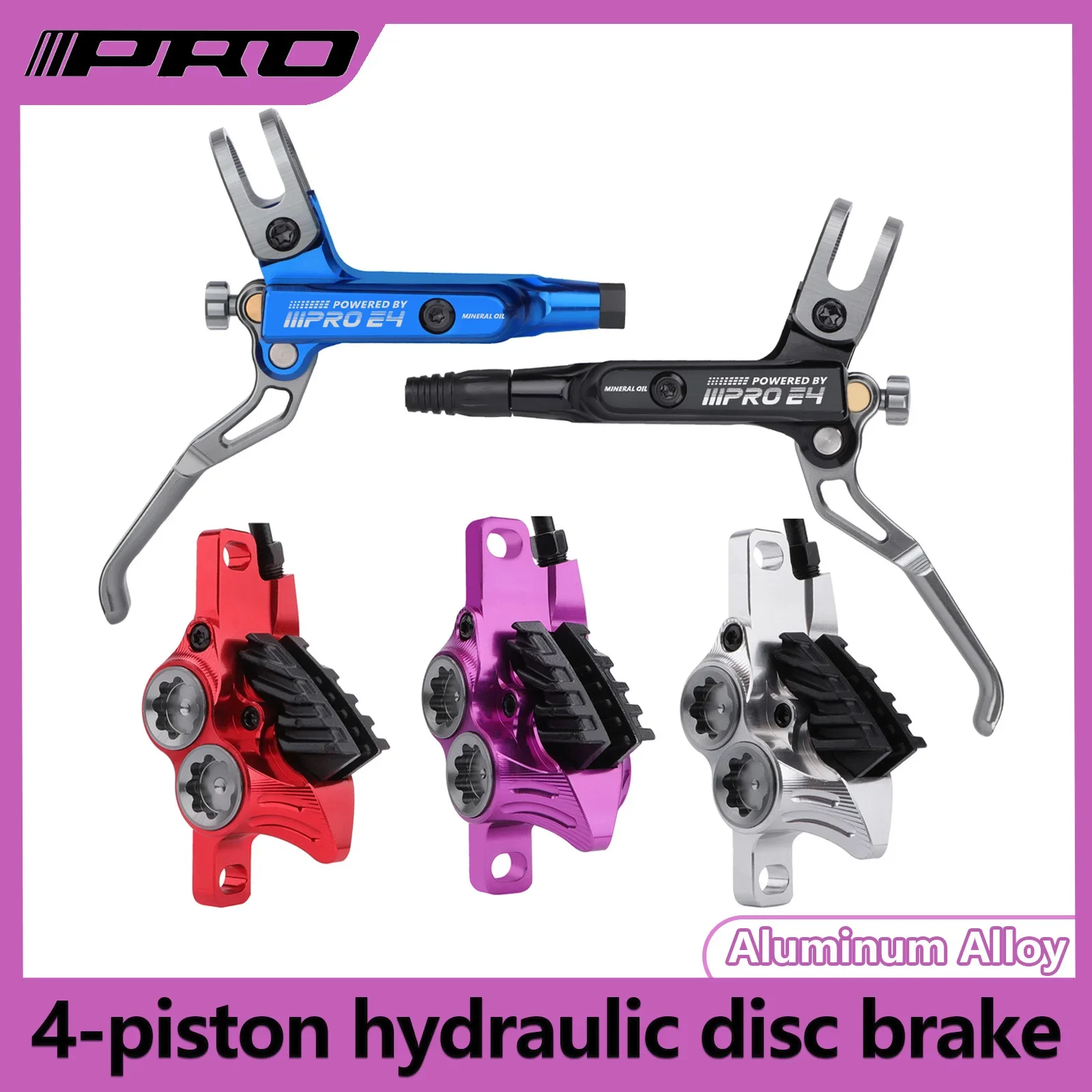 4 Piston Bicycle Mountain Bike Hydraulic Brake 800/1550mm Front Rear Brake Cooling Oil Pressure AM DH E-bike MTB Disc Brake part