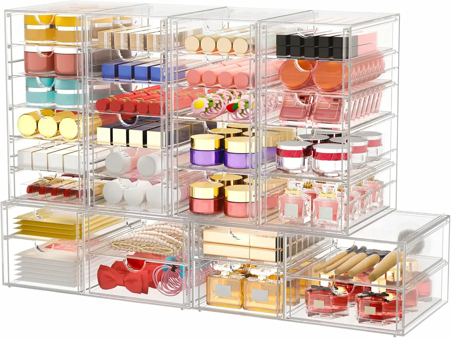 

30 Drawer Makeup Organizer, Desktop Storage for Office & Cosmetics, Clear Dustproof Drawers