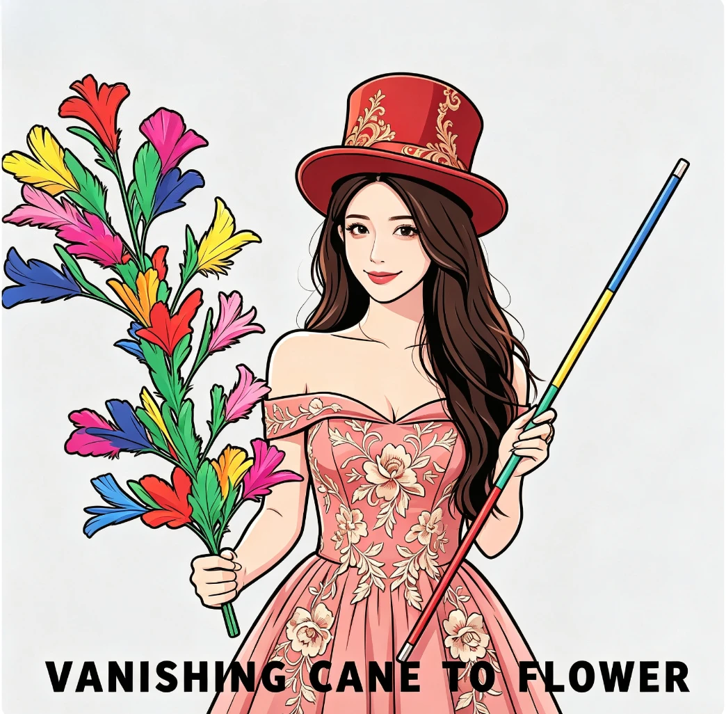 Stage Magia Vanishing Metal Cane to 21 Flowers Magic Tricks Disappearing Rainbow wand Magie Amazing Illusions Gimmick Props