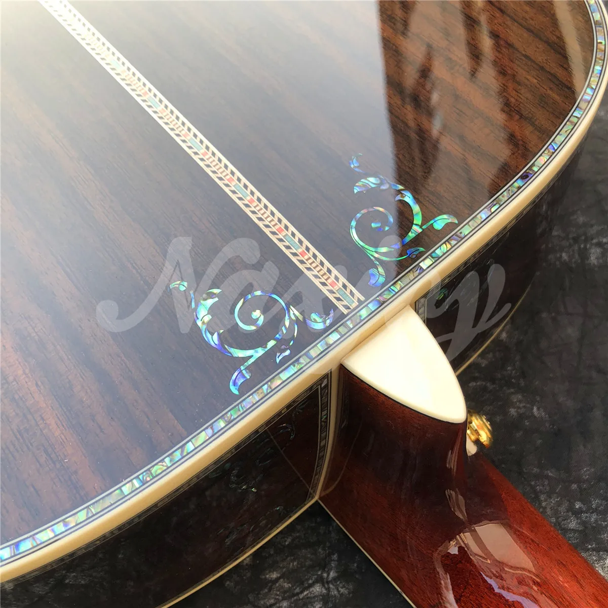 41 Inches Solid Spruce D Type Acoustic Guitar Real Abalone Flowers Inlays Ebony Fingerboard Guitarra