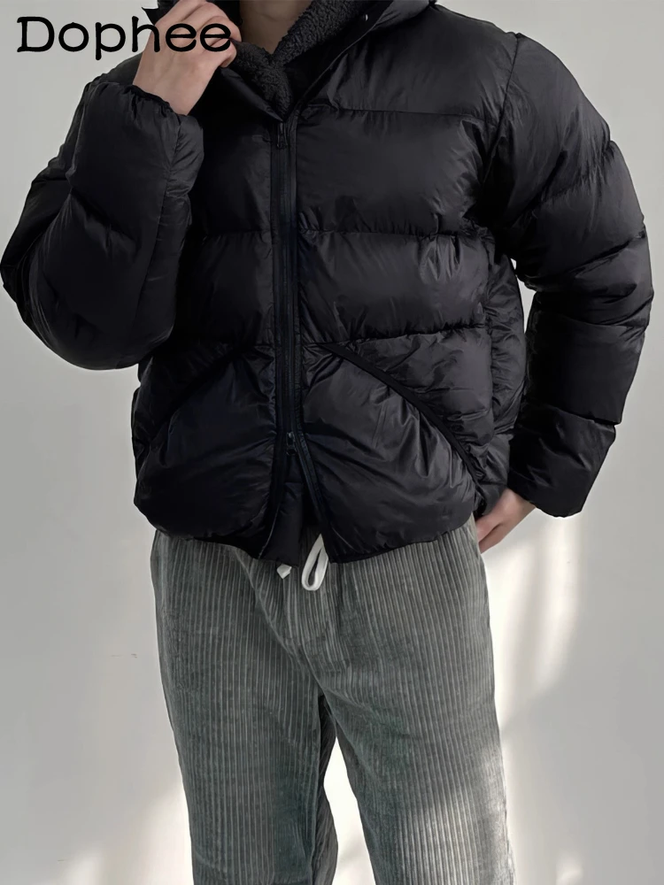 

Men's Pocket Splicing Thickened Warm Parkas Men's 2025 Winter New High-end Parkas Fashion Simple Solid Color Long Sleeve Coats