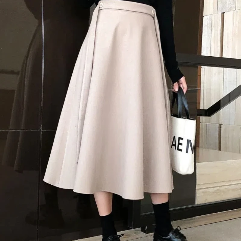 2023 Autumn and Winter Skirts Women's High Waist Woolen Medium to Long Style Looks Thinner Elegant All-match Hip Wrap Skirt