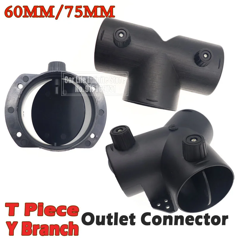 Car Heater Air Vent Ducting 60mm/75mm Y T Piece Exhaust Connector Dual Closable Open Regulatin For Webasto Diesel Parking Heater