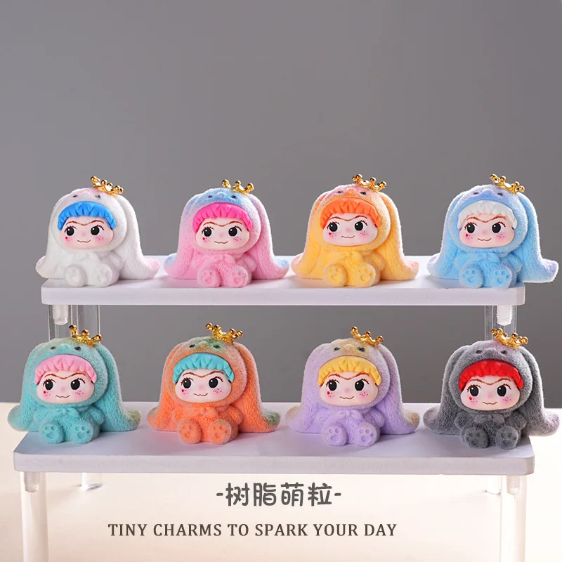 kawaii Flocking wakuku blind Box ornaments trendy toys pendant desktop Birthday Gift