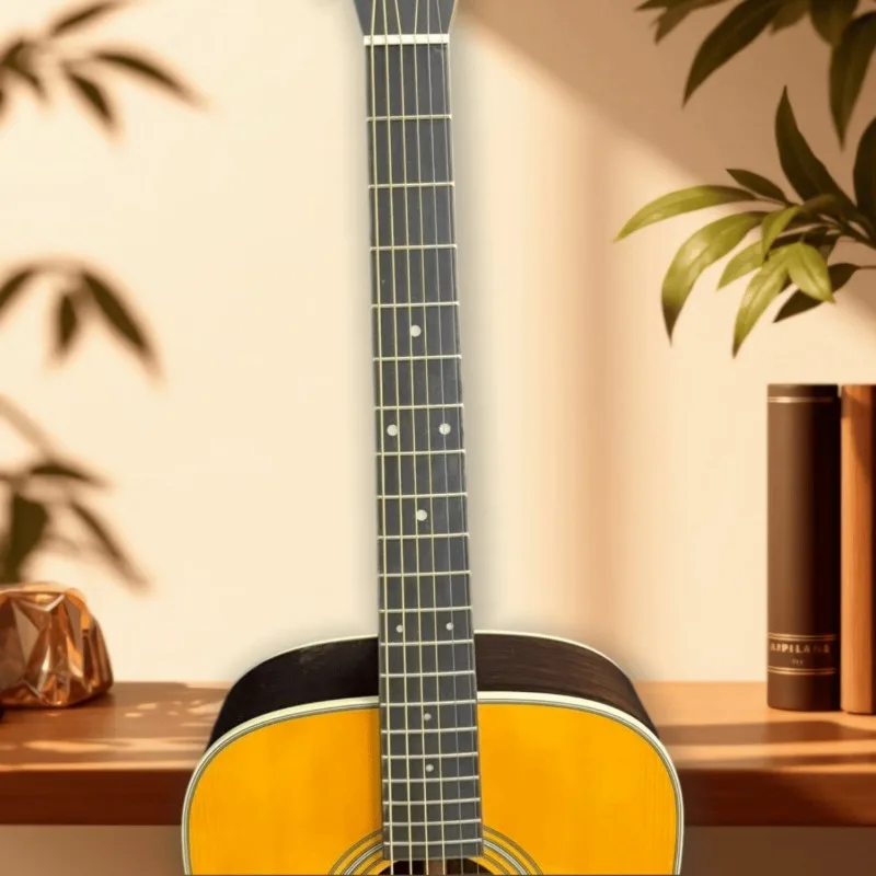 Hot Sales D28 Acoustic Guitar Natural Yellow Glossy Finish Folk Guitar for Beginner Intermediate Player Professional Performance