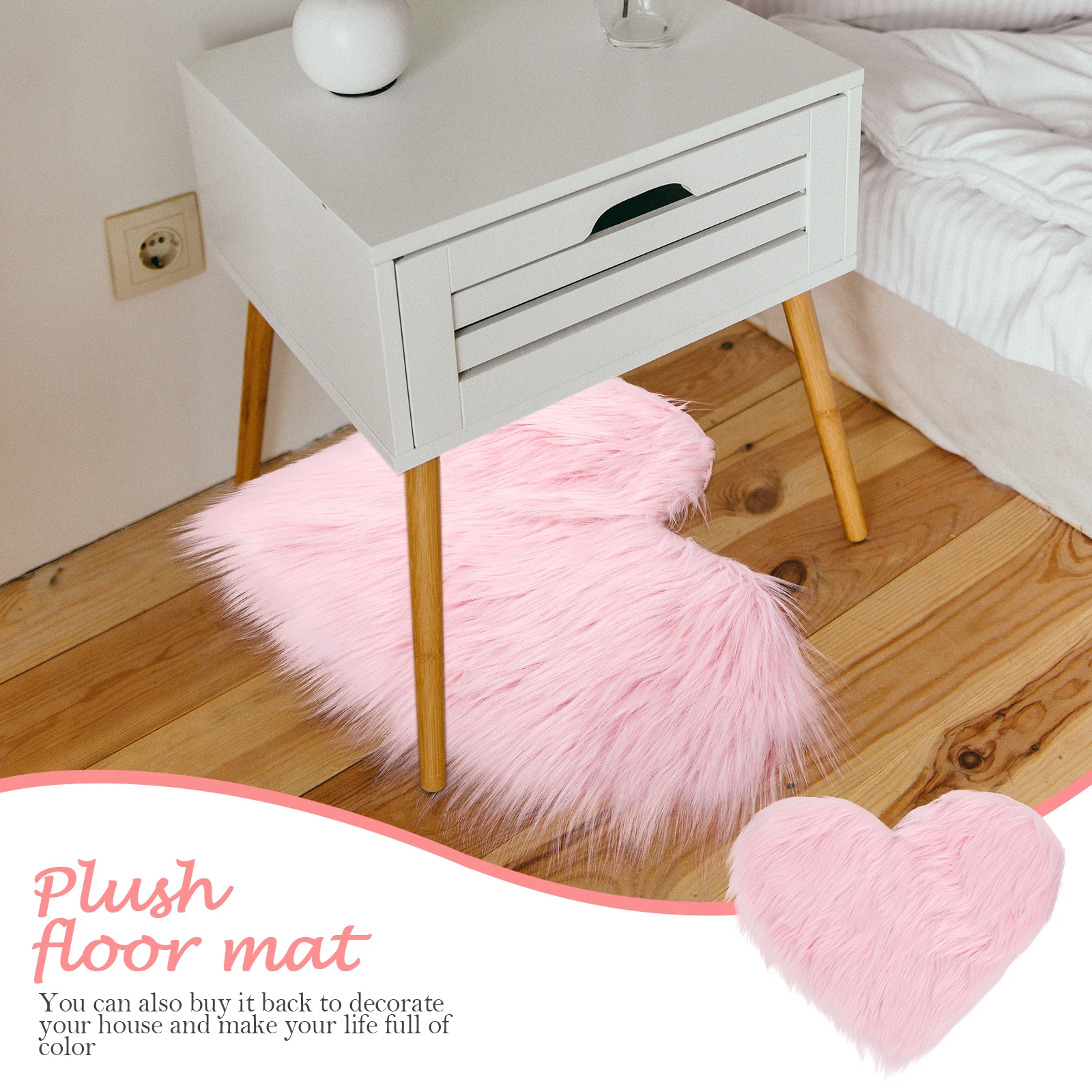 

Pillow Heart-shaped Carpet Office Rugs Acrylic and Polyester Carpets Cute for Bedroom