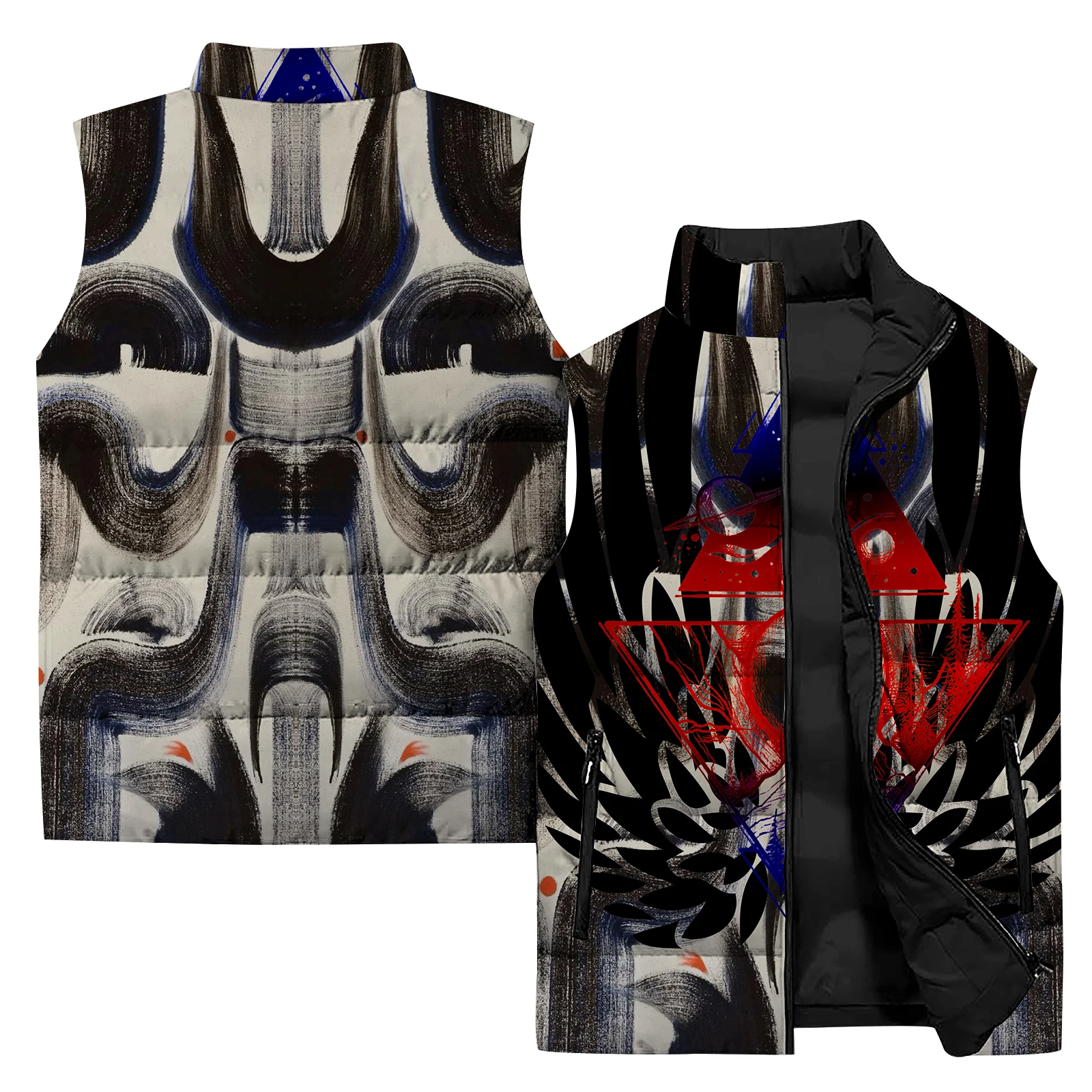 Cool Man Jackets Mosaic Cold Wind Vest for Men Stylish Design Mens Clothing Beauty 3D Printing Men's Vests Man Japanese Anime