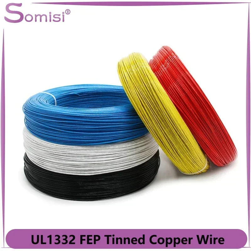 2/5/10M UL1332 PTFE Wire 28/26/24/22/20/18/16/14/12/10AWG FEP Plastic Insulated Tinned Copper Electronic Cable For 3D Printer