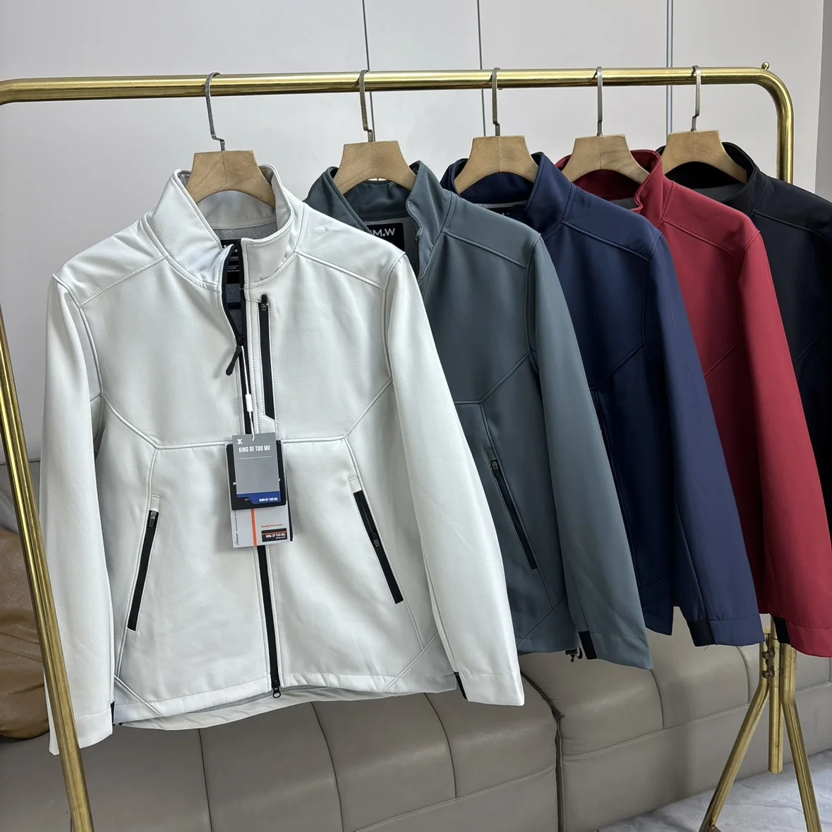 

Men's Outdoor Casual Elastic Soft ell Jaet Stand Collar Windproof Water Resistant Polyester Fiber Stand Fit Commute Wear