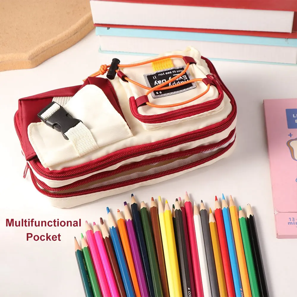 Multifunctional Large Capacity Student Stationery Bag Dirt-resistant High Appearance Pencil Pouch Multilayer Pen Bag Children