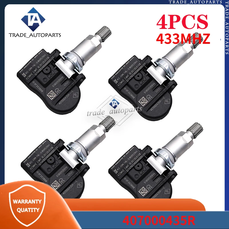 

407000435R Car Tyre Sensor 4Pcs For Renault Fluence Laguna Latitude Megane Scenic Zoe 433Mhz TPMS Tire Pressure Monitor System