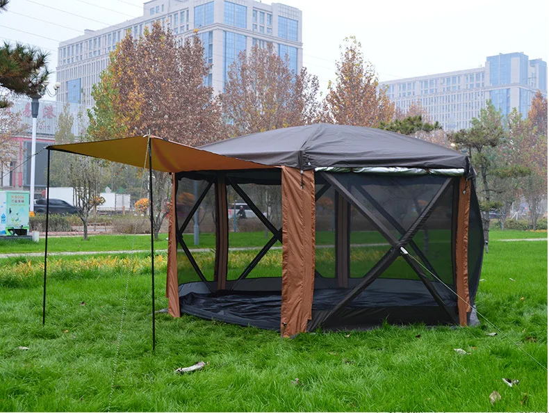 Automatic Hexagonal Instant Tent with 2000-3000mm Waterproof Oxford Fabric Blackout Technology & Fiberglass Poles