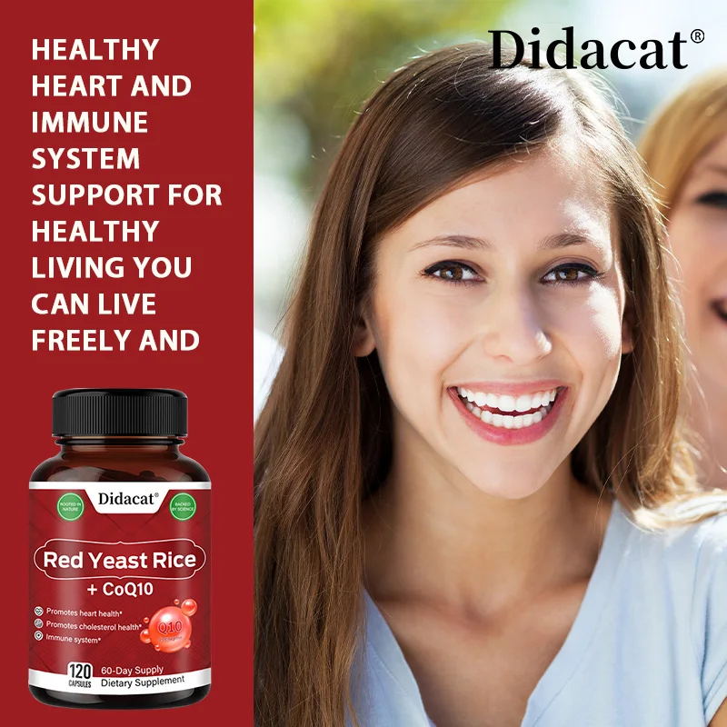 Arroz com fermento vermelho + coenzima Q10 - Antioxidante, protege a saúde do coração, ilumina o tom da pele, promove a saúde cerebral, aumenta a energia