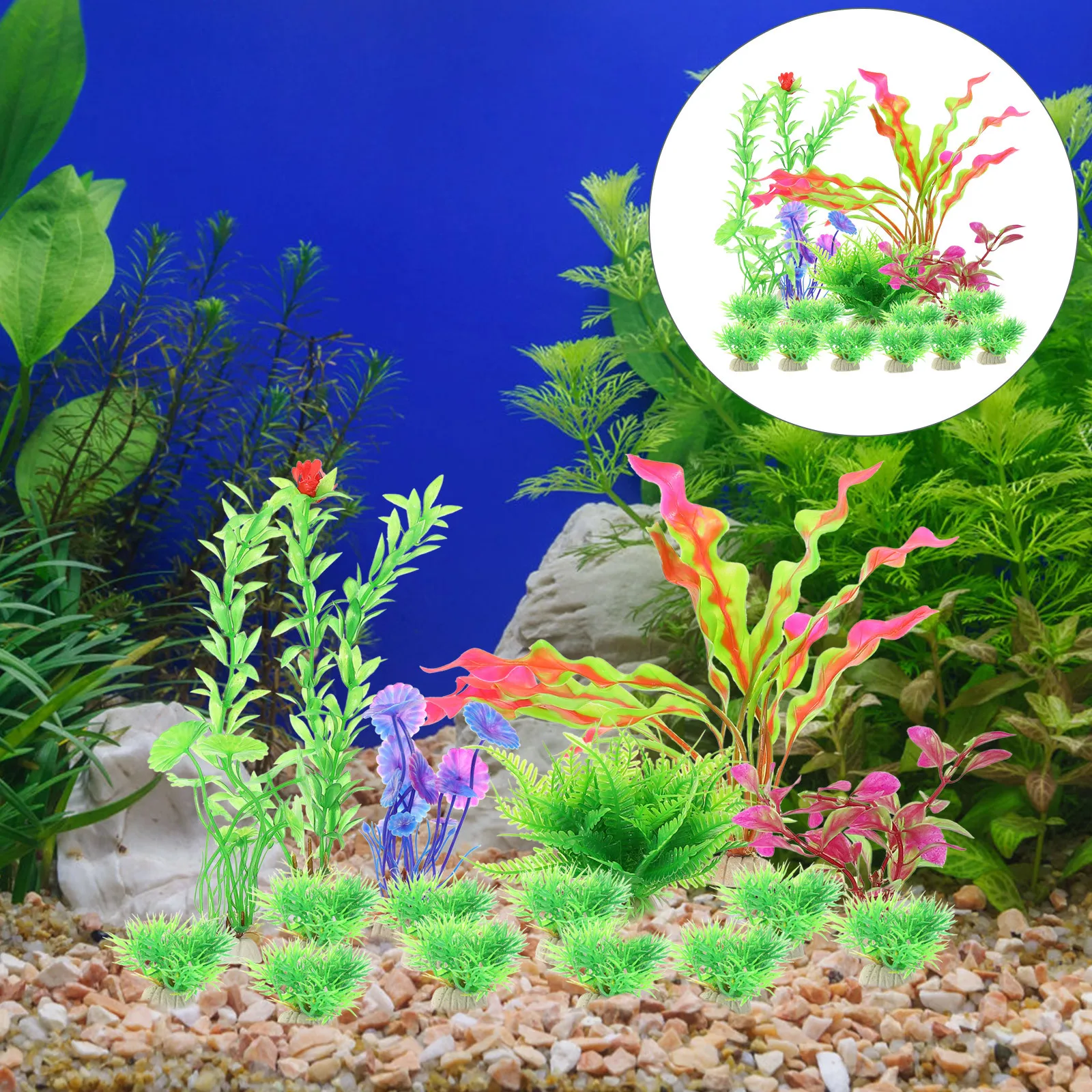 

16pcs Fish Decor Water Grass Aquarium Plant Fake Plants For Fish Tank Thickened Base Plastic Aquatic Landscape Prop Turtle Tank