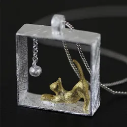 New Fashion Cat Ball 925 Sterling Silver Personality Bell Temperament Exquisite Animal Clavicle Chain Pendant Necklaces XL252
