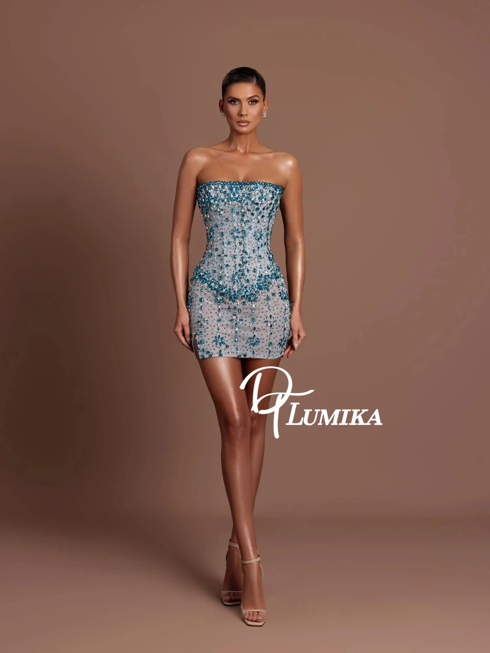 

DTLumika Короткое вечернее платье со складными кристаллами Элегантное вечернее платье без бретелек по индивидуальному заказу Ослепительное платье для выпускного вечера Richly