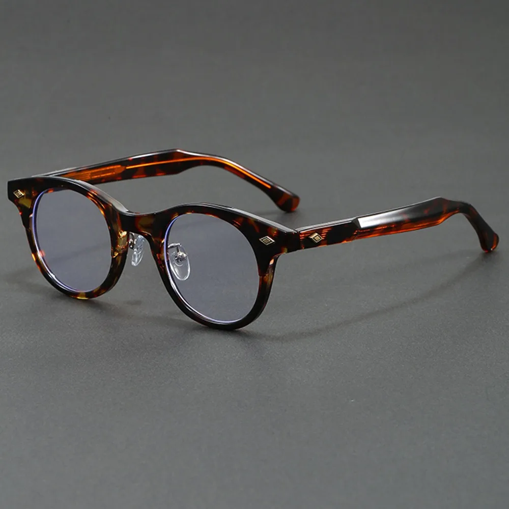 Hochwertige Herren Blaulichtfilter-Brille Vintage Acetat-Rahmen mit Nietendesign Anti-Ermüdungs-Brillen