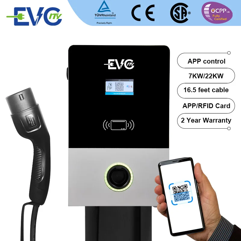 Electric Vehicle Charging Pile 1 phase 7kw 11kw 22kw ev charging station Type 2 Car Ev Charging Station Wallbox Ev Charger