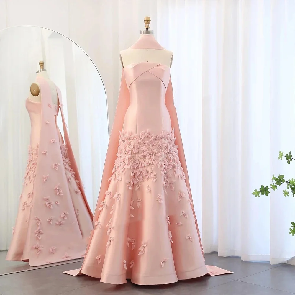 

Muloong Strapless Floor-Length Women Elegant And Pretty Luxury Prom Dress