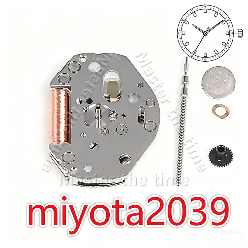 Classic authentic Miyota 2039 movement, original Citizen quartz core with three hands, professional watch repair components