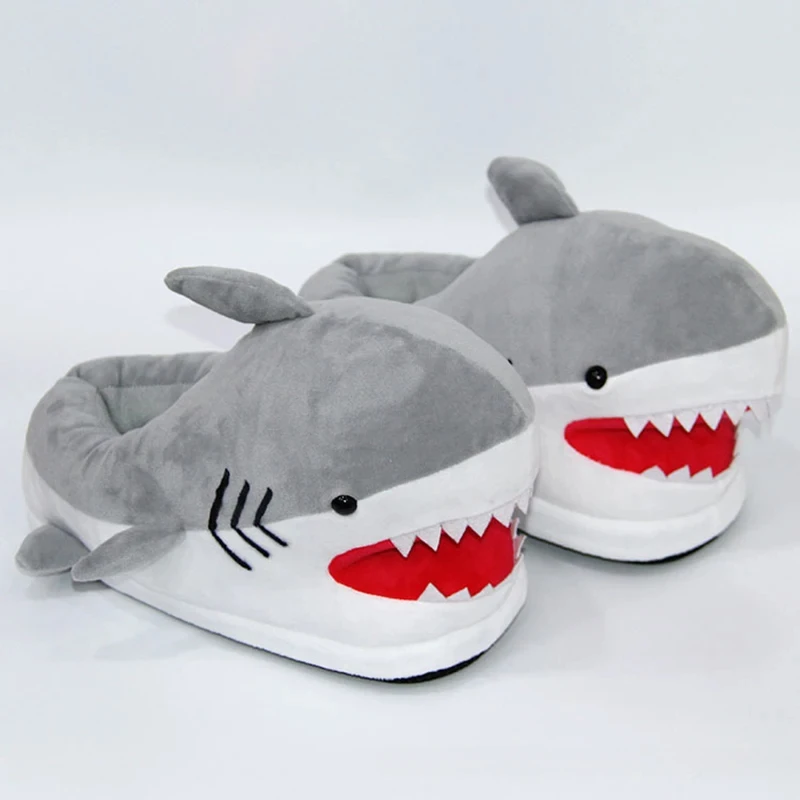 Home Plush Animal Warm Shoes Cotton Slippers Cute Little Shark Shape Cosplay Shoes Female / Male Couple Slippers Adult Style